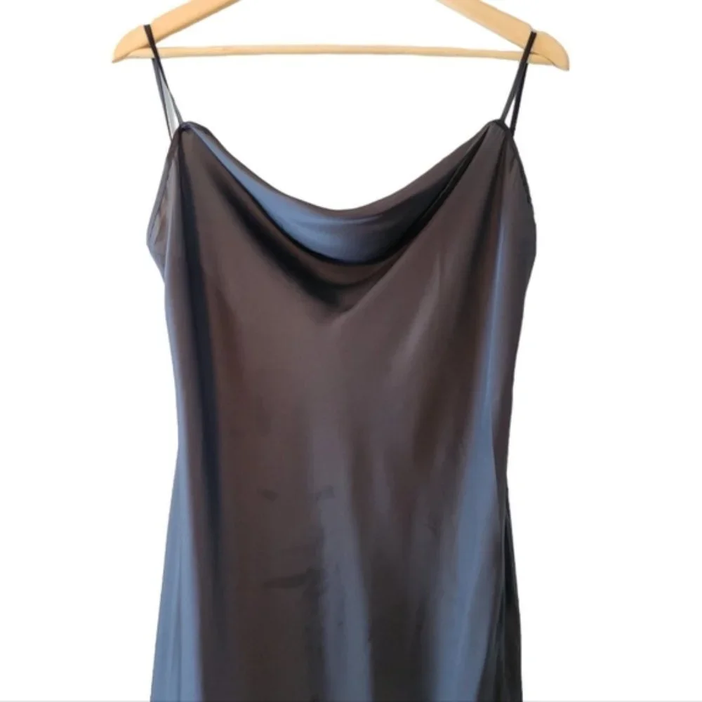 Lamarque Cowl Spaghetti Strap Midi Satin Dress Size 6 Black. - Picture 4 of 9